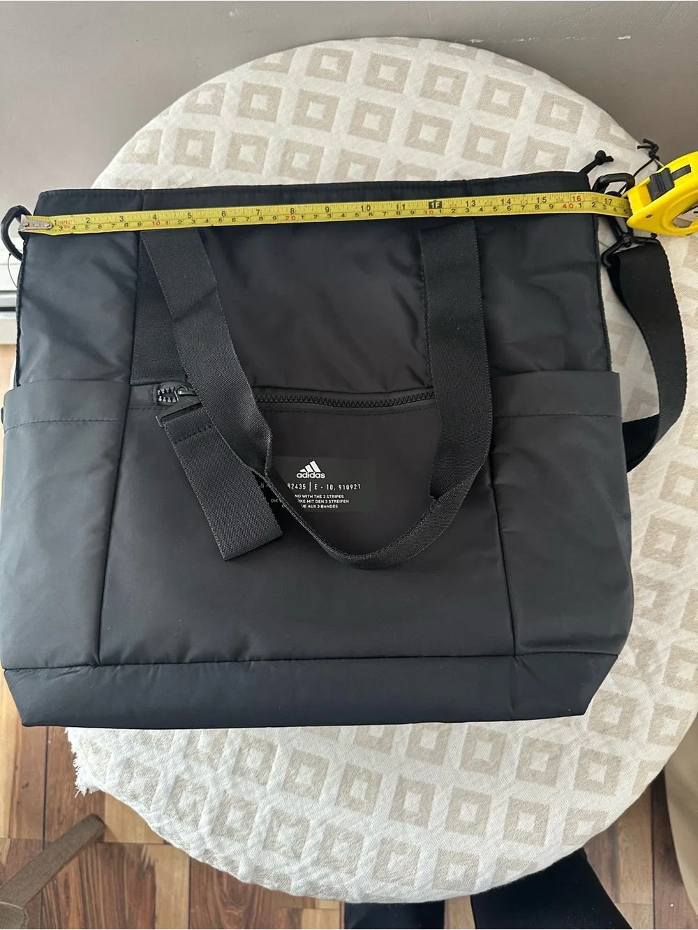 adidas Black Women's Tote Bag with Front Zip Pocket
